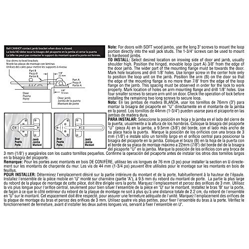 Defender Security Prime-Line U 11316 Swing Bar Door Guard With High Security Auxiliary Lock, Satin Nickel Finish (Single Pack) - Image 4