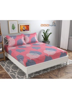 BSB HOME BSB HOME Premium Cotton Elastic Fitted Bedsheets with 2 King Size Pillow Covers | Double Bed with All Around Elastic 180 TC Supersoft | Size - 72 King Sizex78+10 inches | Pink and Light Green  - Image 1