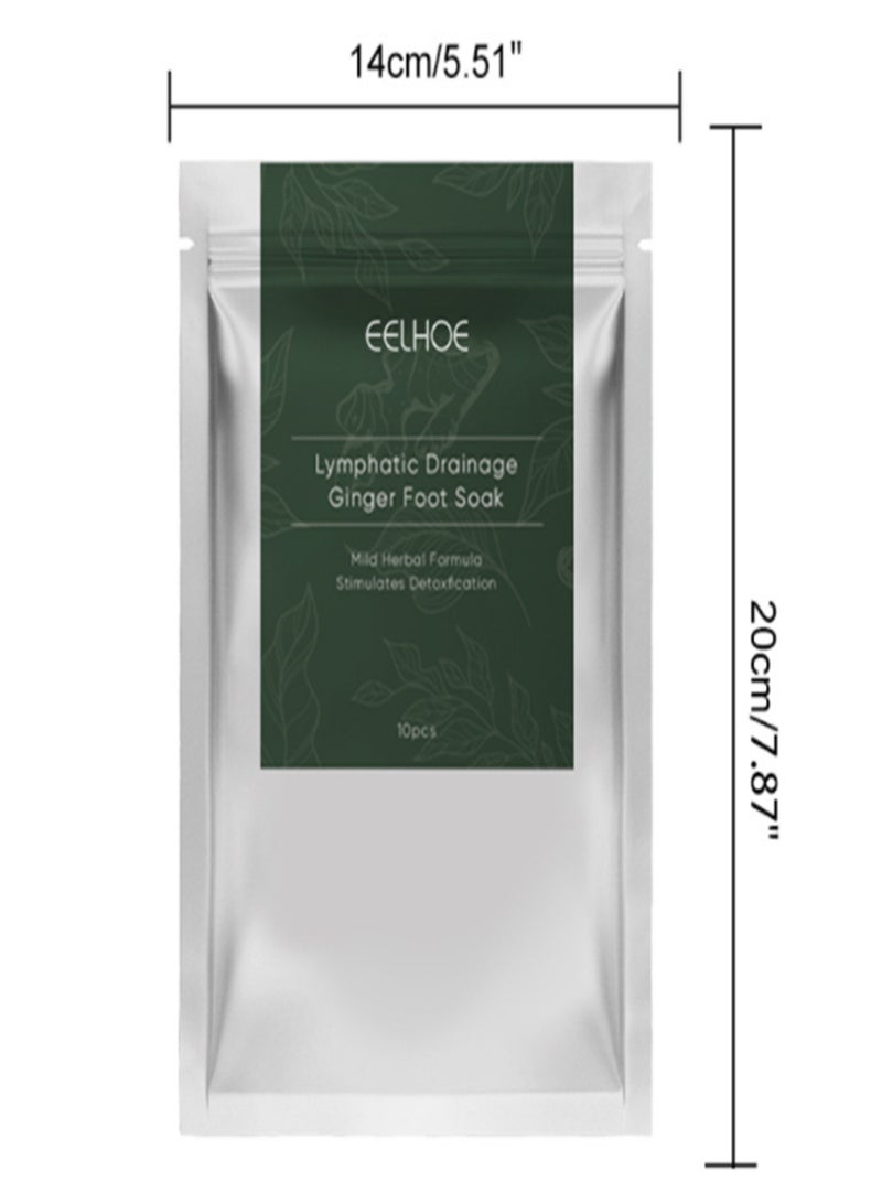 إيلهو 10 قطع من نقع القدمين بالزنجبيل لتصريف الجهاز اللمفاوي، عشبي خفيف يحفز إزالة السموم ويحسن الدورة الدموية - Image 3