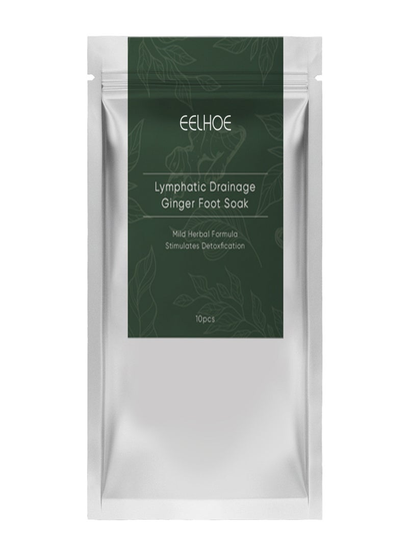 إيلهو 10 قطع من نقع القدمين بالزنجبيل لتصريف الجهاز اللمفاوي، عشبي خفيف يحفز إزالة السموم ويحسن الدورة الدموية - Image 2