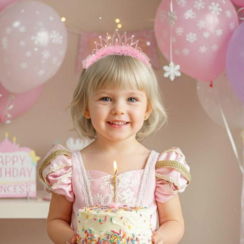 OAOLEER 4 PCS Princess Crown Headbands for Girls, Rhinestone Tulle Hairbands for Girls Toddler Tiara Crown Hair Accessories for Birthday, Party, Proms - Image 2