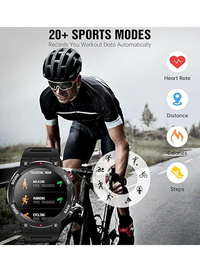 RollsTimi  Military Smart Watches for Men IP68 Waterproof Rugged Bluetooth Call(Answer/Dial Calls) 1.39'' Fitness Watch Tracker for Android iOS Outdoor Sports,Black  - Image 4