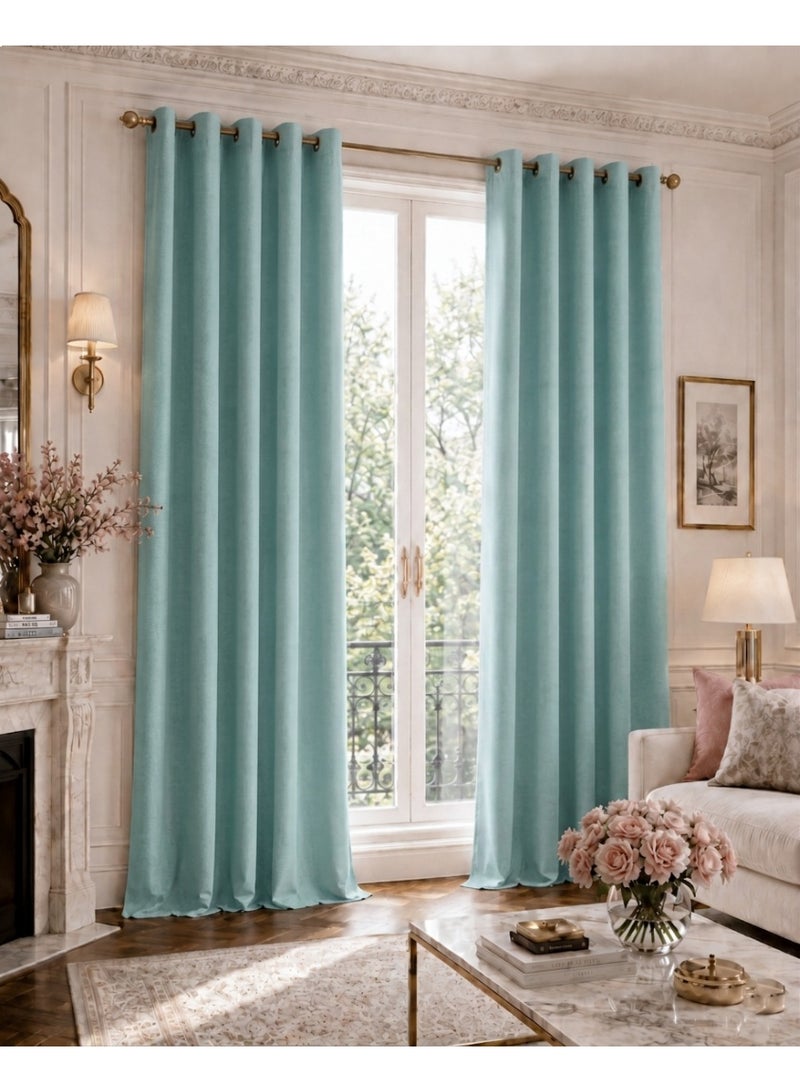 Amali Regal Dimout curtains with 16 Grommets in 2 panels Size (W132 x L 274cm) for living room Decor or bedroom window noise reduction and light blocking - Image 1