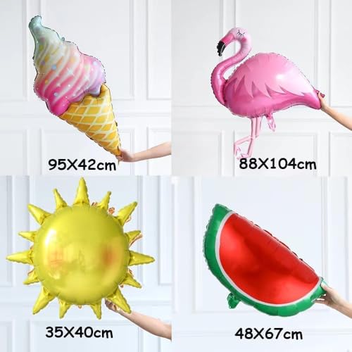 GIHOO Tropical Hawaiian Balloons Arch Kit 144pcs Summer Party Decor with Watermelon,Ice Cream Flamingo Balloons for Beach Pool Hawaiian Luau Birthday Party Decorations - Image 3