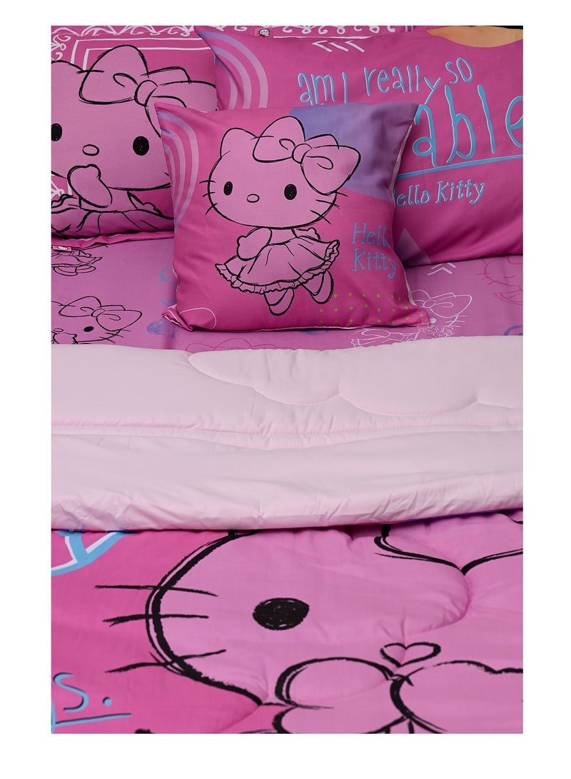 هالو كيتي طقم لحاف هالو كيتي 5 في 1 BNB، ألياف دقيقة مصقولة مع غطاء بوليستر – وردي - Image 3