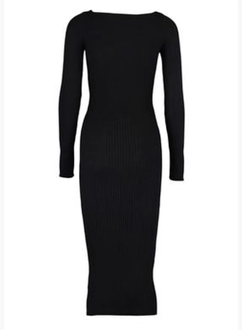 trendyol Black Midi Knitwear Window Cut/Out Dress TWOAW22EL0547