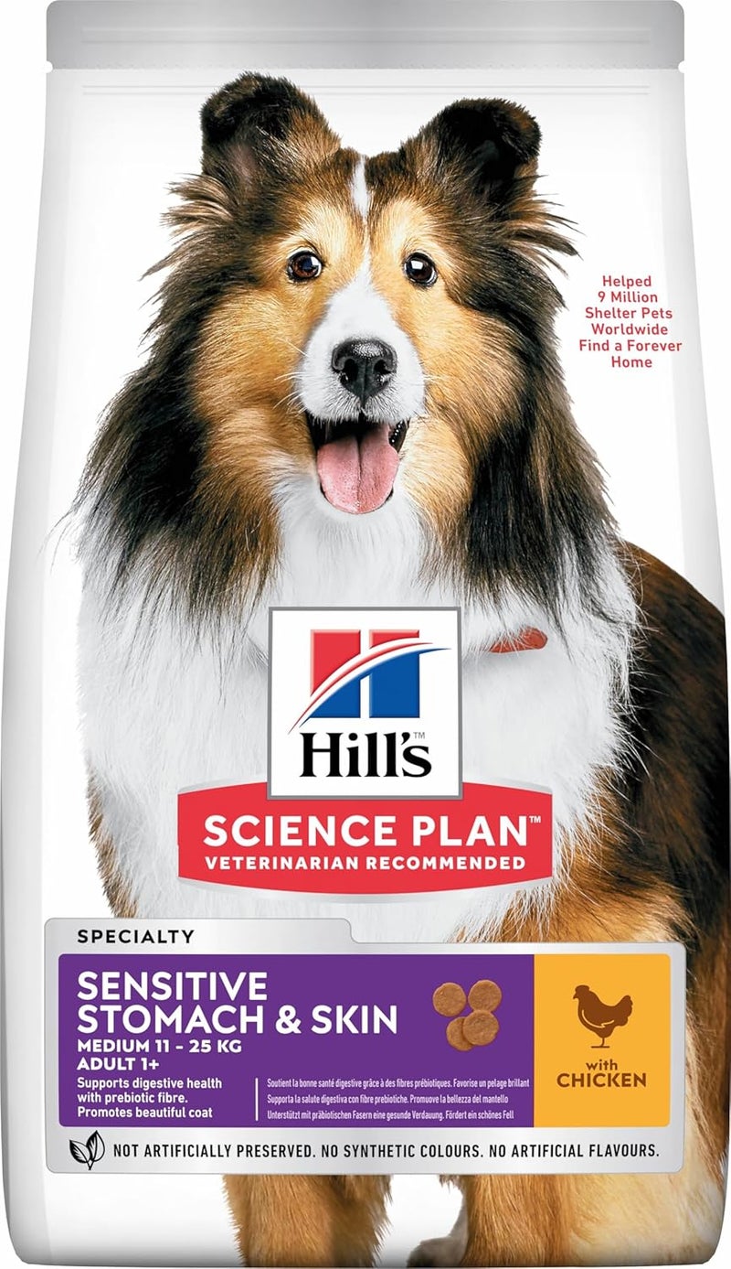 Hill's Science Plan Sensitive Stomach & Skin Medium Adult Dog Food with Chicken, 14kg - Image 1