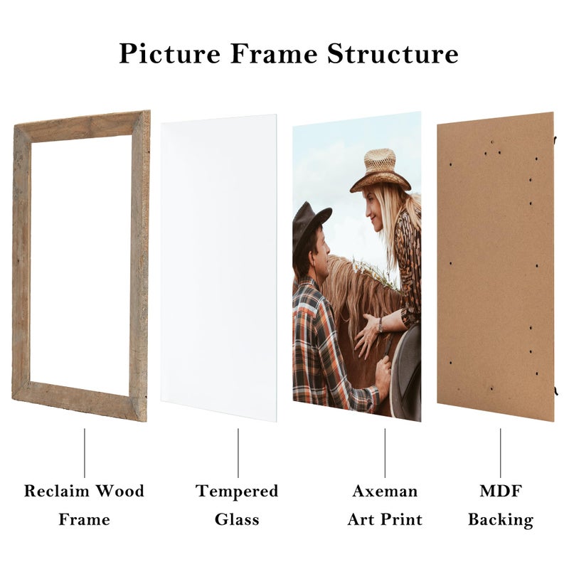 Axeman 12x12 Rustic Square Picture Frame - 100% Reclaimed Wood & Tempered Glass, Farmhouse Style for Vintage Wall DÃ©cor or Table Display - Distressed Photo & Poster Frame for Gallery Mounting - Image 4