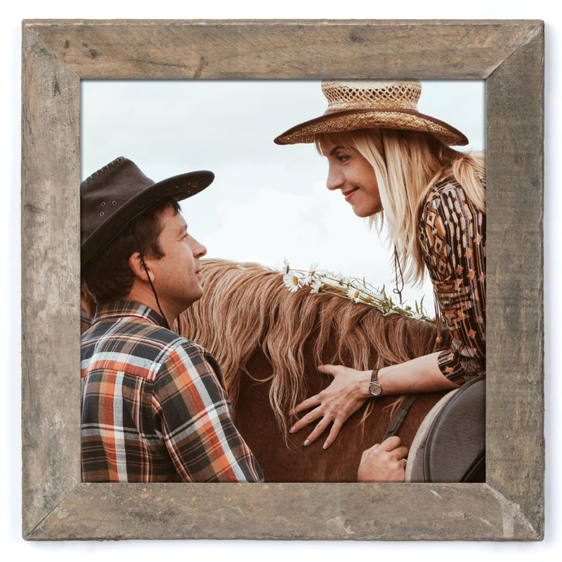 Axeman 12x12 Rustic Square Picture Frame - 100% Reclaimed Wood & Tempered Glass, Farmhouse Style for Vintage Wall DÃ©cor or Table Display - Distressed Photo & Poster Frame for Gallery Mounting - Image 1