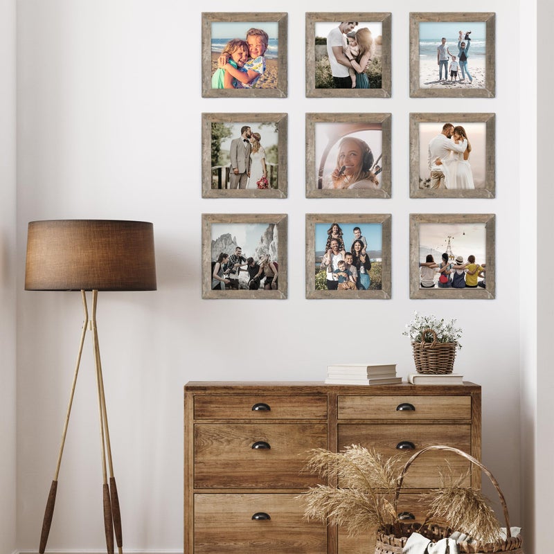 Axeman 12x12 Rustic Square Picture Frame - 100% Reclaimed Wood & Tempered Glass, Farmhouse Style for Vintage Wall DÃ©cor or Table Display - Distressed Photo & Poster Frame for Gallery Mounting - Image 2