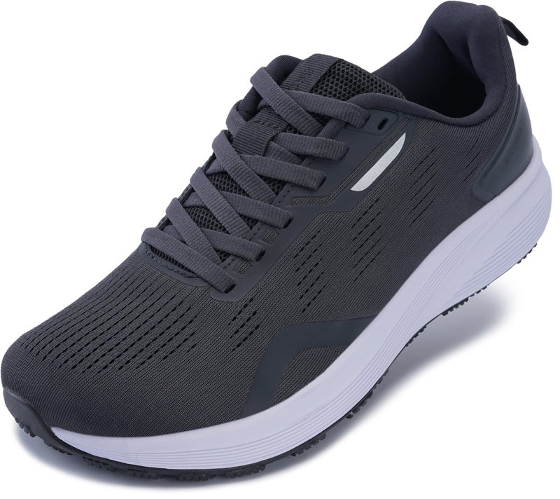 BRONAX Mens Wide Toe Box Road Running Shoes Fitness Tennis Walking Training Size 10w Outdoor Workout Athletics Foot Shape Breathable Mesh Male Sneakers Grey 44