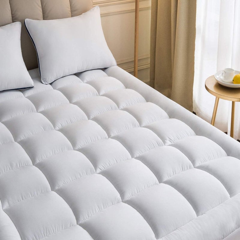 Niagara Sleep Solution Mattress Topper Full 54x75 Inches Quilted Back Pain Relief Plush Down Alternative Pillow Top Fitted Skirt Protector Cooling Mattress Pad Deep Pocket Fits 20 Inches Soft White - Image 1