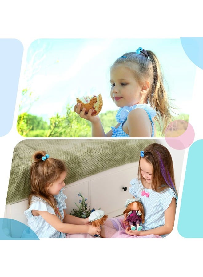 Jutom 24 قطعة من كرات ربط الشعر 20 مم حوامل ذيل حصان فقاعية للفتيات كرات فقاعية مزدوجة من الخرز لربط الشعر الإيلاستيك الملحقات للأطفال الصغار (سلسلة زرقاء) - Image 3