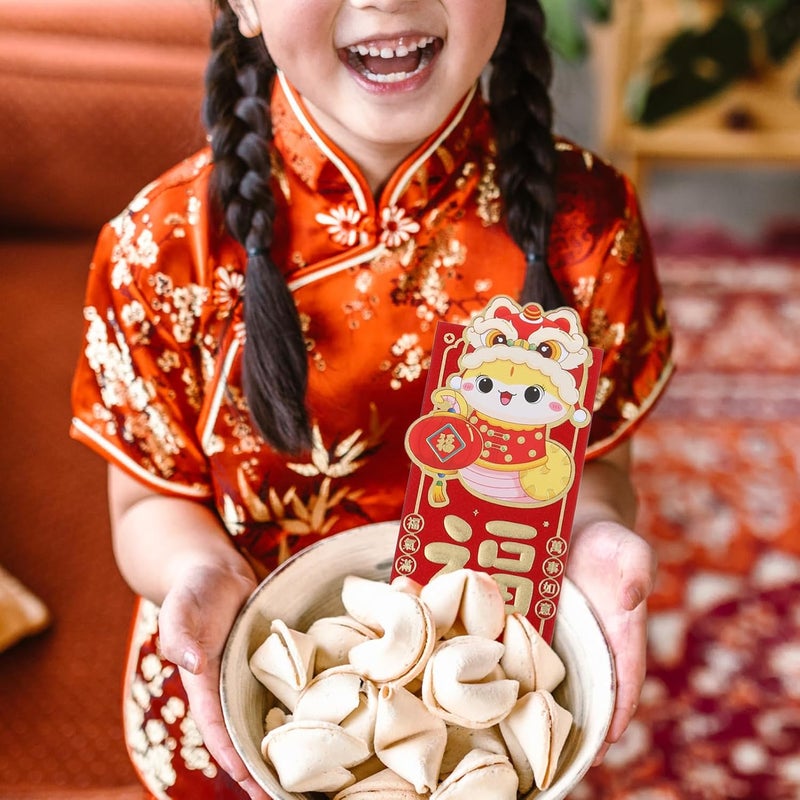 Gadpiparty 12 قطع من أظرف السنة الصينية الحمراء بتصميم رسوم متحركة لسنة الثعبان، حزمة نقود محظوظة لعيد الربيع، متعددة الاستخدامات للتزيين - Image 4