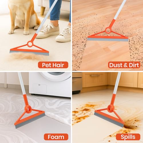 MAVRIZ Air Broom with Removable Rubber Strip and Broom Bristle Squeegee Broom for Indoor Cleaning Multifunctional Floor Squeegee for Dust Hair Liquids - Image 3