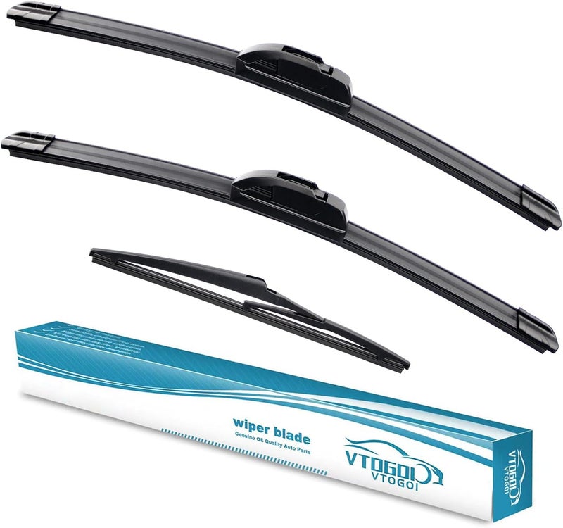 VTOGOI Wiper Blades With Rear Wiper Blades Set For 2008-2019 Toyota Highlander,Automotive Replacement Windshield Wiper Blades, That Meet OEM Quality Easy DIY Install 26"+20"+12" (Set of 3) - Image 1
