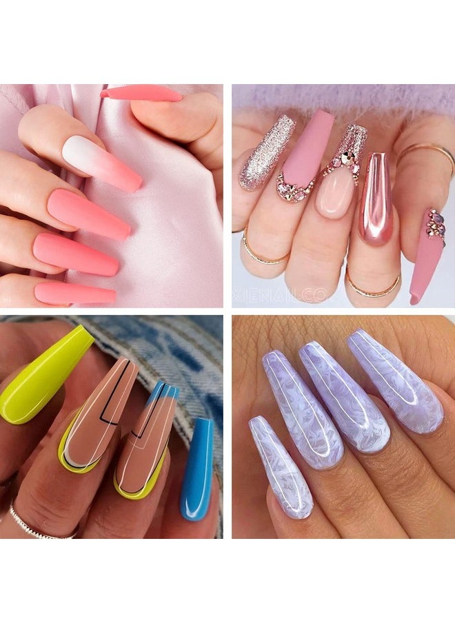 UNA GELLA Long Coffin Fake Nails Tips 216Pcs Preshape Coffin Press On Nails Long Coffin Nail Tips L Coffin Nails Full Cover Nail Tips Coffin False Fake Clear Coffin Tips For Diy Salon 12 Sizes  - Image 2