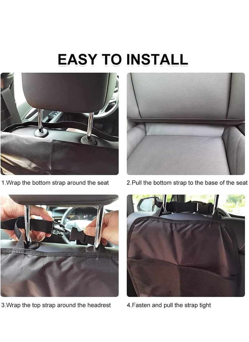 SYOSI Car Seat Kick Mats Anti-Dirty Back for Kids with Adjustable Strap Protector Cover 2 Mesh Pockets Protection of Your from Stain Mud Scratches  - Image 5