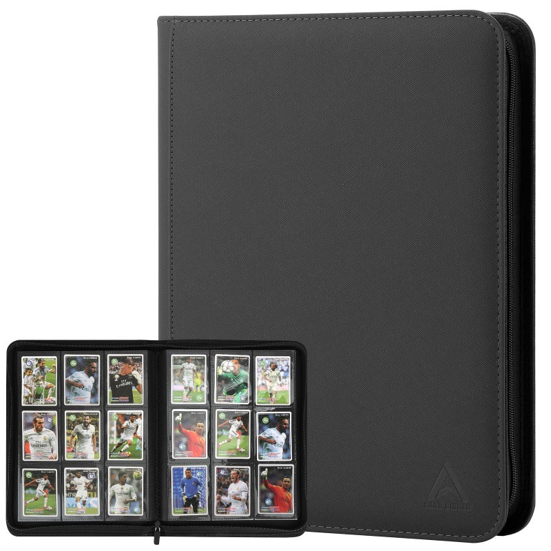 Arkeiliy Card Binder 9 Pocket, Double Sided Pockets Trading Card Binder with 30 Sleeves, Premium Zip Trading Card Holder Collector Album Holds 540 MTG (Black) - Image 1