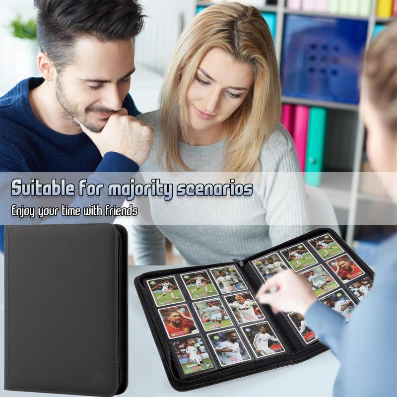 Arkeiliy Card Binder 9 Pocket, Double Sided Pockets Trading Card Binder with 30 Sleeves, Premium Zip Trading Card Holder Collector Album Holds 540 MTG (Black) - Image 4