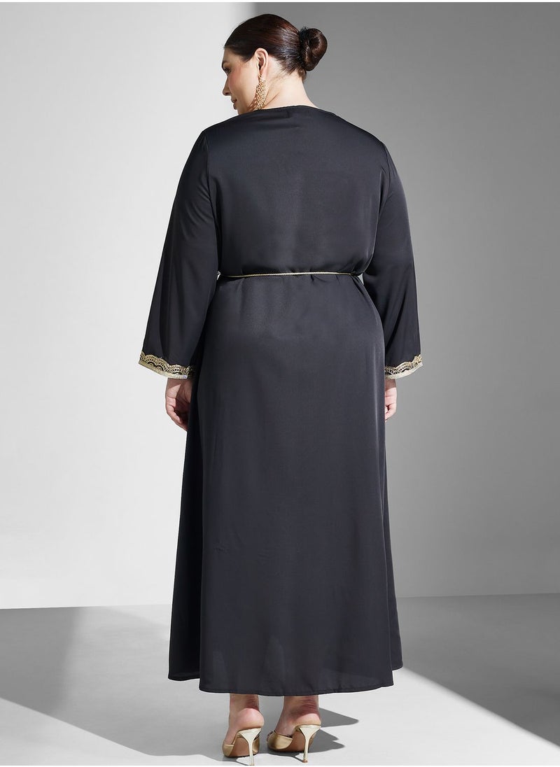 Khizana - Plus size embroidered trim relaxed dress - Image 1