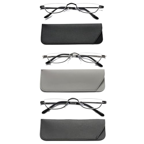 Viseng Half Frame Reading Glasses for Women Men Slim Half Moon Lens Readers Metal Semi Rimless eyewear +2.5 - Image 1