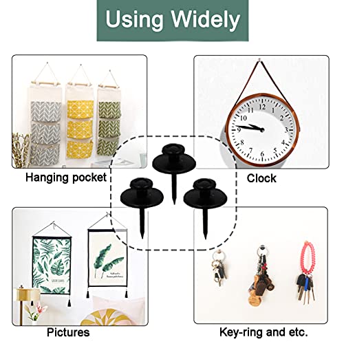 Hoaisun 30 PCS Push Pins Picture Hangers Wall Hooks, Double Headed Thumb Tacks for Wall Hangings, Renter Friendly Decor Small Picture Frame Hangers for Drywall Cork Board Home Office Photo Decorations(Black) - Image 2