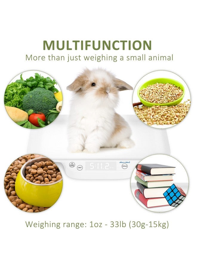 MomMed Digital Pet Scale, Portable Pet Dog Cat Scale With Hold And Tare Function, Precision Digital Scale, New Born Puppy And Kitten Scale With Tray For Puppy/Hamster/Little Bird/Rabbit, 1Oz  33Lb - Image 2