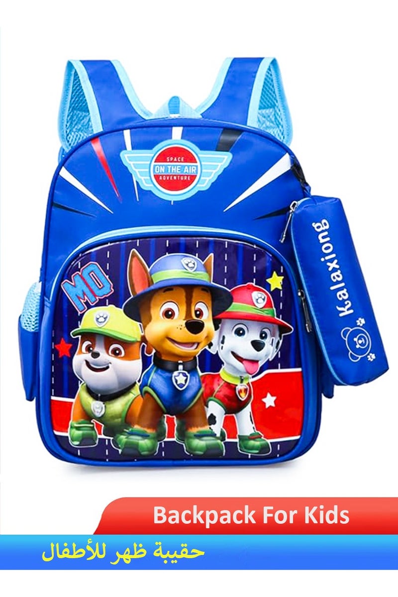 باو بترول حقيبة مدرسية للأطفال - شنطة ظهر باو باترول مع قسم رئيسي واحد وجيب أمامي واحد مع حافظة أقلام، أحزمة قابلة للتعديل، قابلة للتنفس ومتينة - حقيبة ظهر مدرسية للأطفال من 3-7 سنوات - Image 1