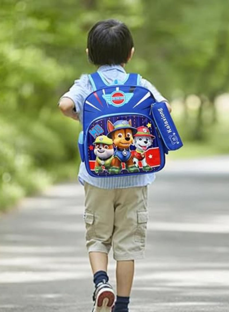 باو بترول حقيبة مدرسية للأطفال - شنطة ظهر باو باترول مع قسم رئيسي واحد وجيب أمامي واحد مع حافظة أقلام، أحزمة قابلة للتعديل، قابلة للتنفس ومتينة - حقيبة ظهر مدرسية للأطفال من 3-7 سنوات - Image 2