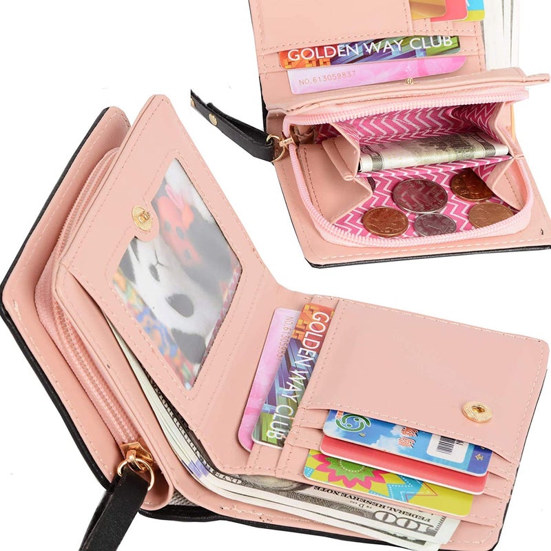 Nawoshow Women Cute Cat Wallet Coin Purse Bifold Wallet Clutch Bag (A-Black) - Image 4