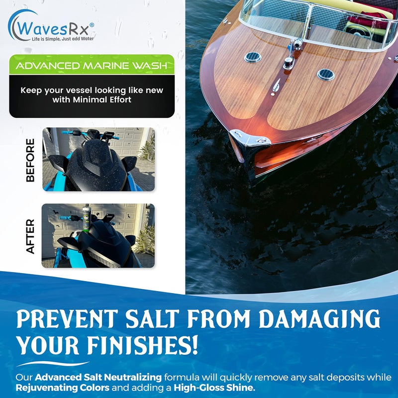 WavesRx Salt Neutralizing Boat Soap & Jet Ski Wash with SiO2 Surface Protection (EpicWash+) | Marine Grade Cleaner Removes Salt & Contaminants | Protective Ceramic Coating Prevents Buildup & UV Damage - Image 2