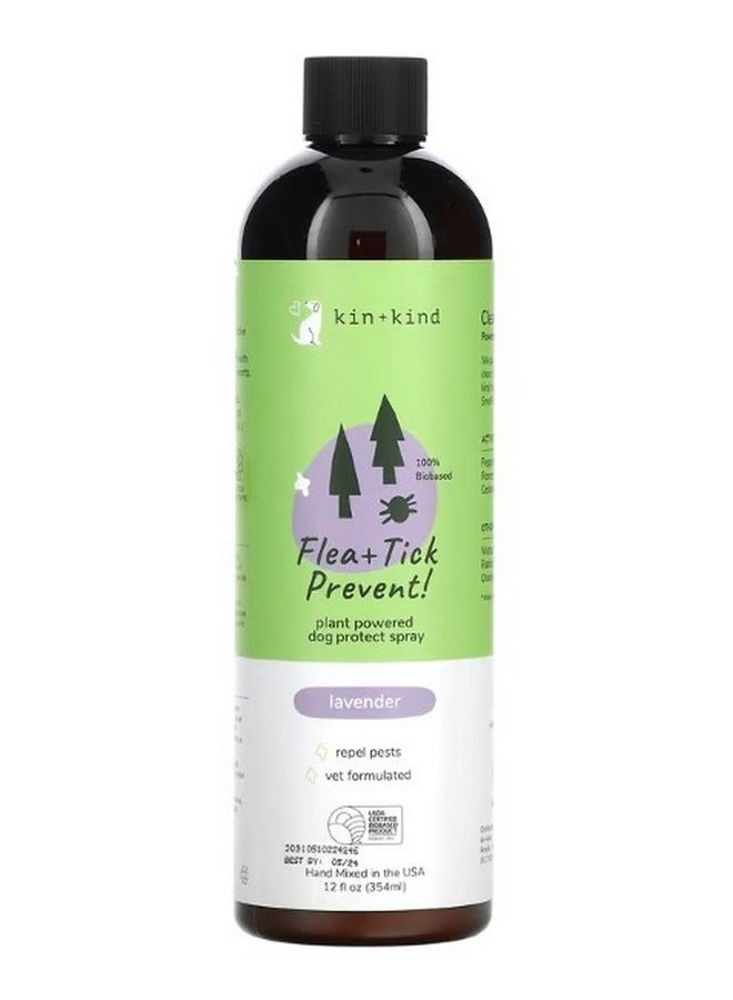 Kin+Kind Flea  Tick Prevent Dog Protect Spray Lavender 12 fl oz 354 ml - Image 1
