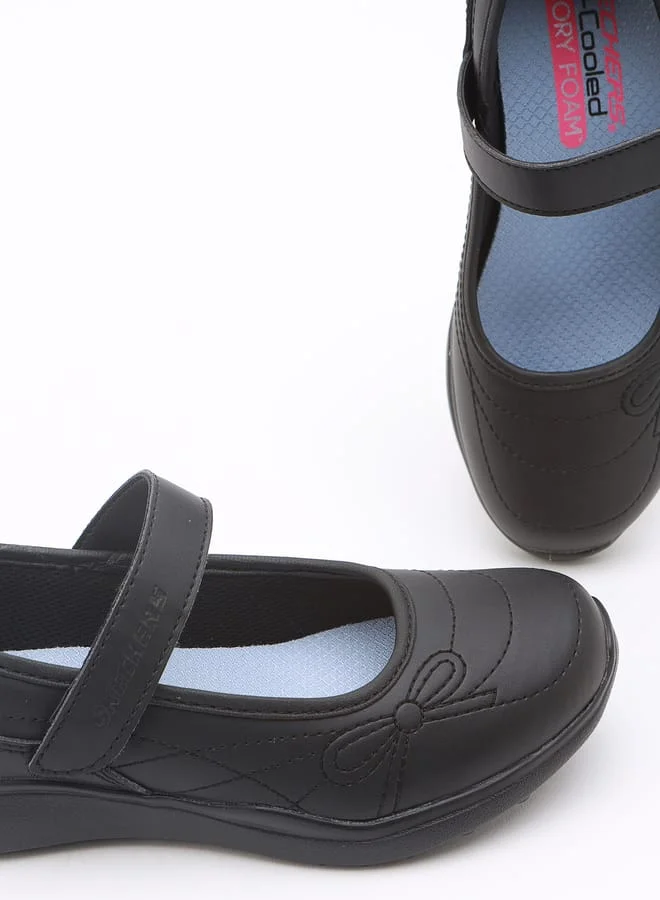 SKECHERS Girls' Embroidered Mary Jane Shoes with Hook and Loop Closure