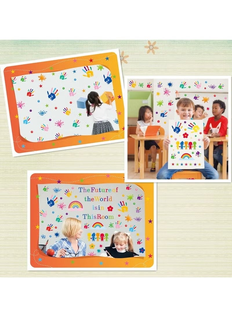 7 Sheets Colorful Wall Stickers, Kids Inspirational Quotes & Handprint Wall Decals Décor Self-Adhesive Rainbow Wall Stickers Kids Wall Stickers for Classroom/Library/Kids Bedroom - Image 4