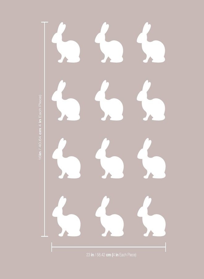 Pulse Vinyl Set of 12 Vinyl Wall Art Decals - Bunnies - 4" x 4" - Fun Rabbits Home Bedroom Living Room Apartment Nursery Playroom - Cute Little Kids Toddler Teens Indoor Outdoor Decor (4" x 4", White) - Image 3
