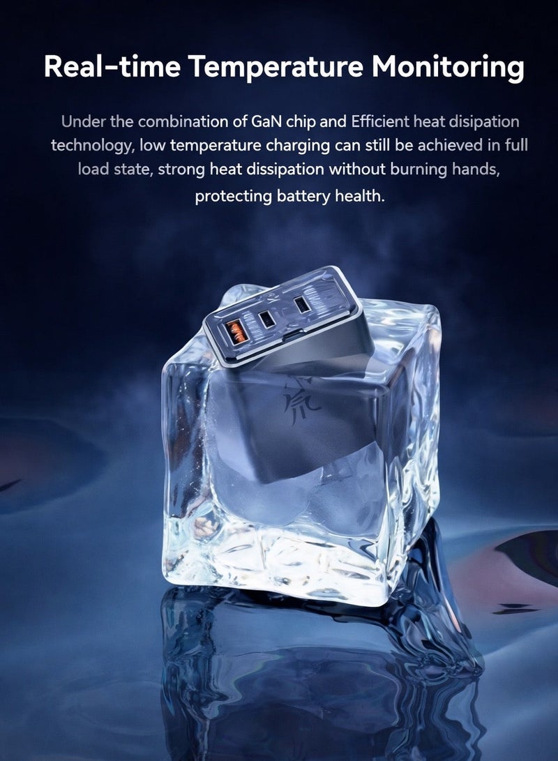 ريد ماجيك شاحن ريد ماجيك ٨٠ واط السريع ، بتصميم صغير مع ثلاث مخارج، ودبابيس قابلة للطي، بتقنية نيو تشارجر ٣.٠، مناسب لهواتف ريد ماجيك أسترا ونوفا، والآيباد، والأجهزة اللوحية، والماك بوك، واللابتوبات - يأتي مع سلك بقدرة ١٠٠ واط - منفذ امريكي - Image 4