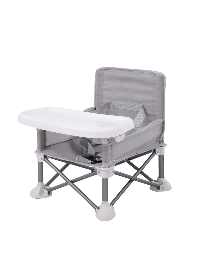 SYOSI Baby Booster Seat Highchair, Portable Seat Chair Highchair with Compact Fold and Strap Compact Foldable Highchair Portable Baby Highchair with Strap for Camping Beach Lawn Toddlers Kids (Neutral) - Image 1