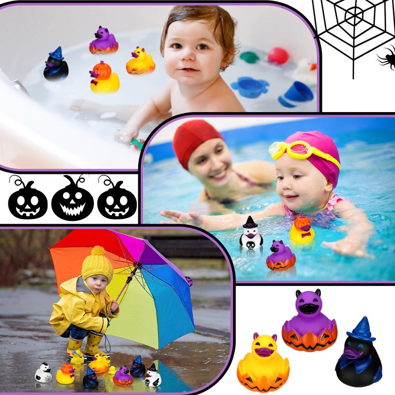 Honoson 36 Pcs Halloween Mini Rubber Ducks Bulk Rubber Duck Bath Toy for Birthday Gifts Shower Party Favors Activity Birthday Decoration Rewards - Image 4