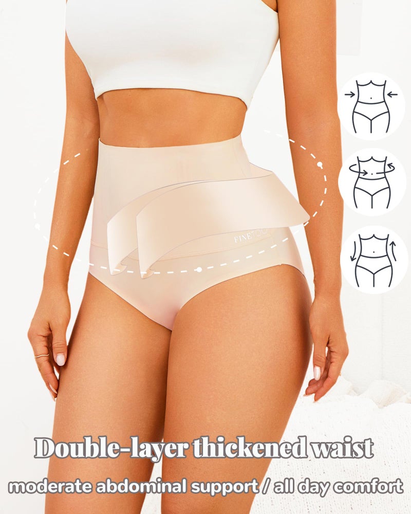 FINETOO Tummy Control Underwear Shapewear for Women Seamless High Waisted Panties Moderate Control Briefs S-3XL - Image 5
