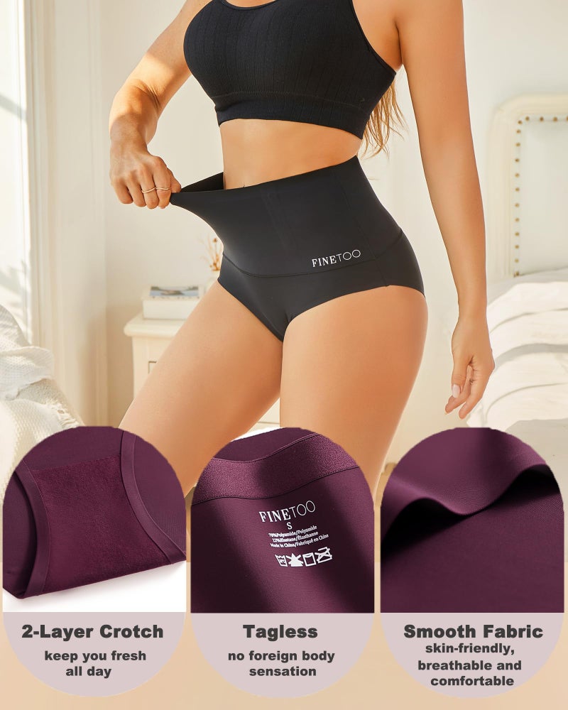 FINETOO Tummy Control Underwear Shapewear for Women Seamless High Waisted Panties Moderate Control Briefs S-3XL - Image 3