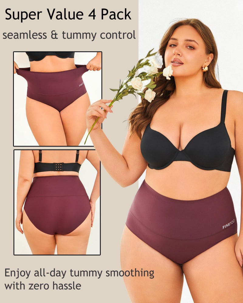 FINETOO Tummy Control Underwear Shapewear for Women Seamless High Waisted Panties Moderate Control Briefs S-3XL - Image 4