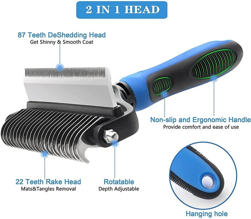 Tonity Dog Brush Dogs Comb, 2 in 1 Deshedding Tool & Dematting Undercoat Rake for Mats & Tangles Removing, Dog Grooming Kit Deshedding Comb for Dogs, Great for Short to Long Hair Small Large Breed - Image 4