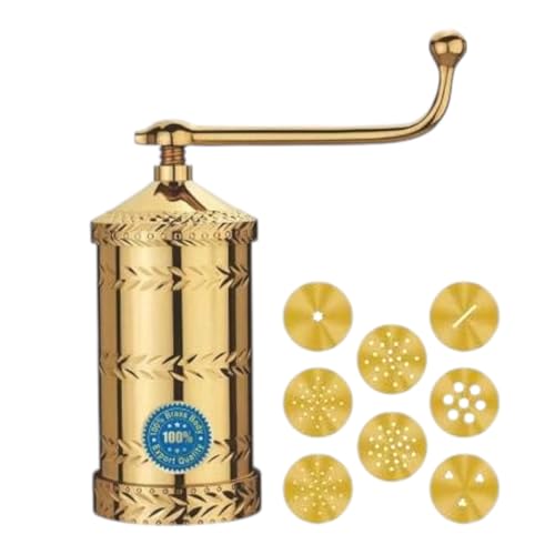 Whizzo Pure Brass Sev Sancha Machine with Free 6 Different Jali for Making Different Types of Sevaiya, Sev, Gathiya Murukku, Chakli, Bhujia Etc [900gm, Classic] - Image 4