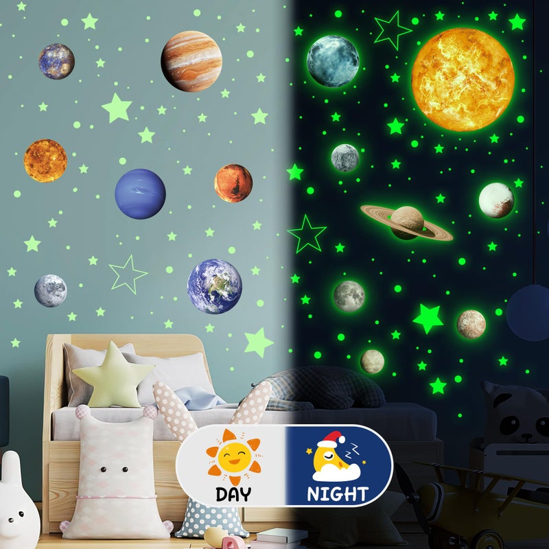 Robmoda Solar System Wall Decals Glow in The Dark Stars 780 PCS  Glowing Planets Stickers for Ceiling  Nursery Wall Stickers for Bedroom  Kids Room Decorations (Green) - Image 5