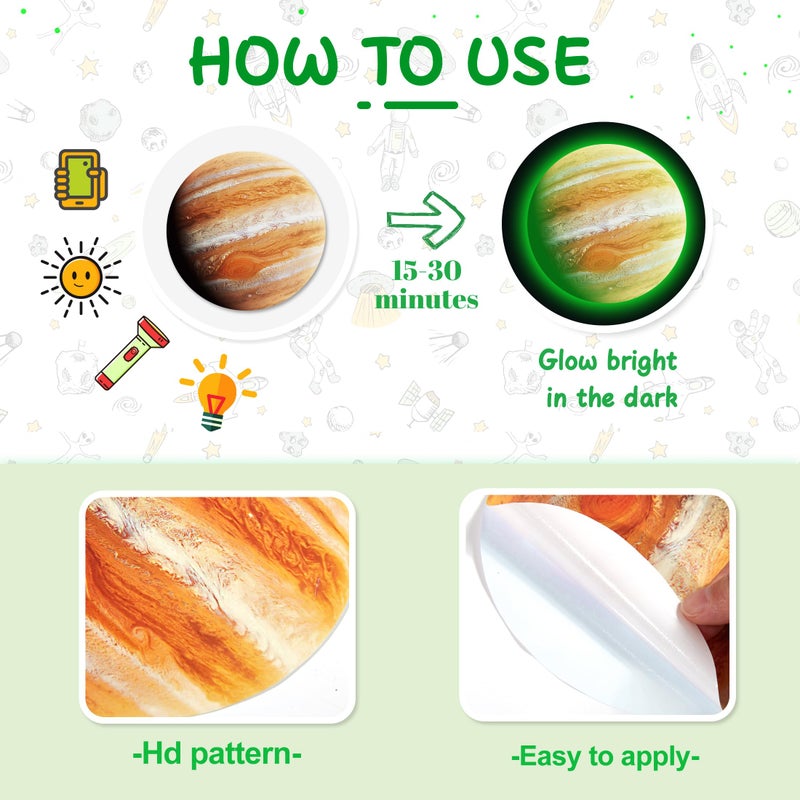 Robmoda Solar System Wall Decals Glow in The Dark Stars 780 PCS  Glowing Planets Stickers for Ceiling  Nursery Wall Stickers for Bedroom  Kids Room Decorations (Green) - Image 4