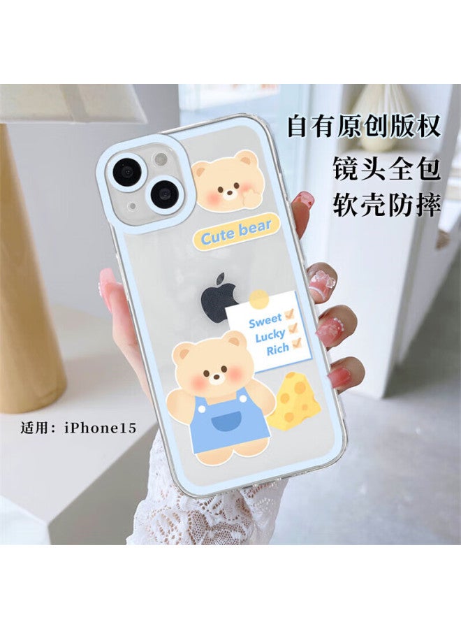 Jiang Ming Apple 15 Phone Case For Girls, Fresh And Cute, Fashionable And High-End, Bare Machine Feel, Non-Slip 15 Phone Protective Cover, Soft Shell, Lens Fully Covered, Boys Style - Image 1