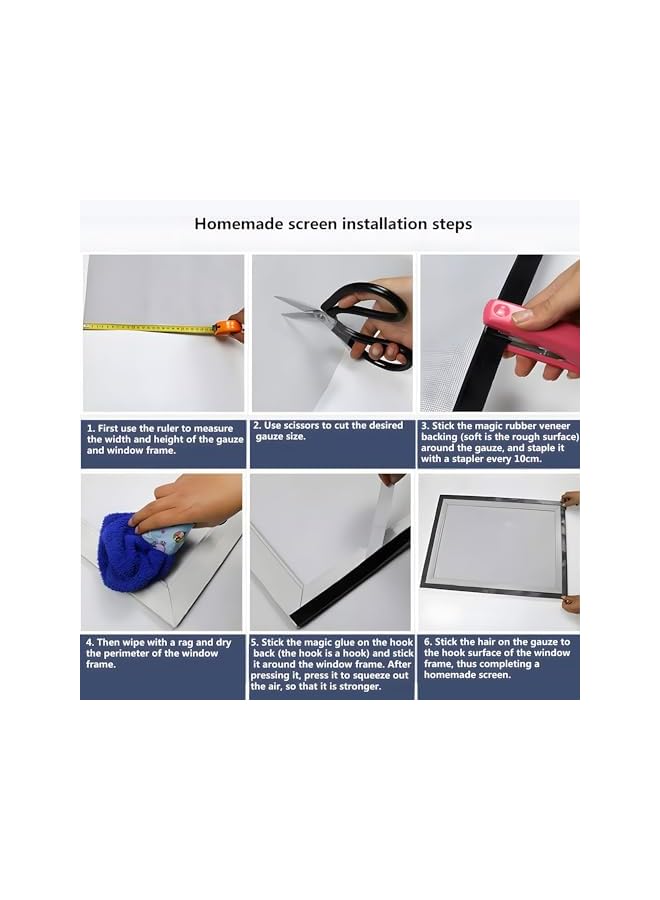 The Bros Self-Adhesive Window Screen Netting, 1×1m Anti Mosquito Bug Insect Fly Window Screen Mesh Net Curtain, Screen Window Net with Sticky Velcro, for Patio and Windows - Image 5