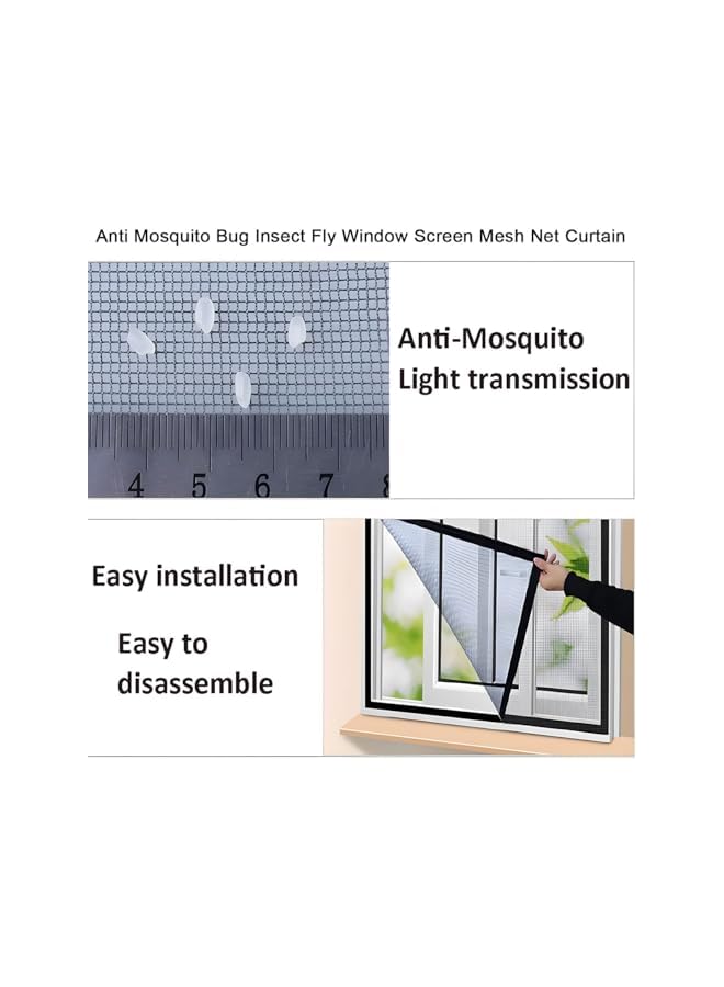 The Bros Self-Adhesive Window Screen Netting, 1×1m Anti Mosquito Bug Insect Fly Window Screen Mesh Net Curtain, Screen Window Net with Sticky Velcro, for Patio and Windows - Image 3