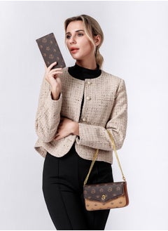 BLLE ROWN 2PCS Chic Women Leather Shoulder Bag Set for Ladies Mini Crossbody Bag with adjustable Gold Chain Strap, Perfect Gift for Her, Vintage & Modern Style  - Image 1
